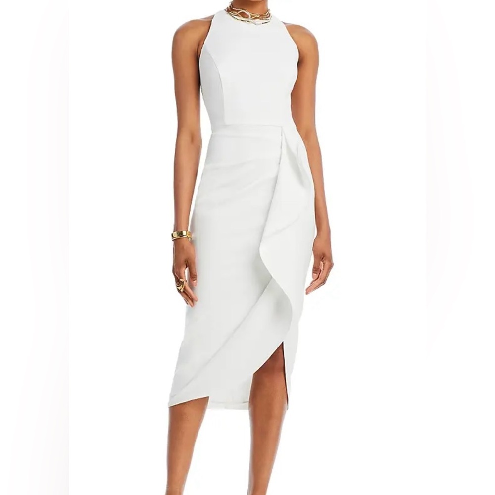 Aqua Asymmetrical White Dress
